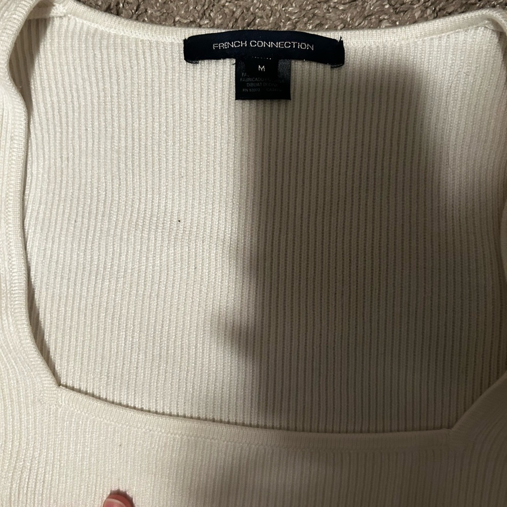 French Connection Cream Ribbed Square-Neck Sweater - Picture 2 of 6